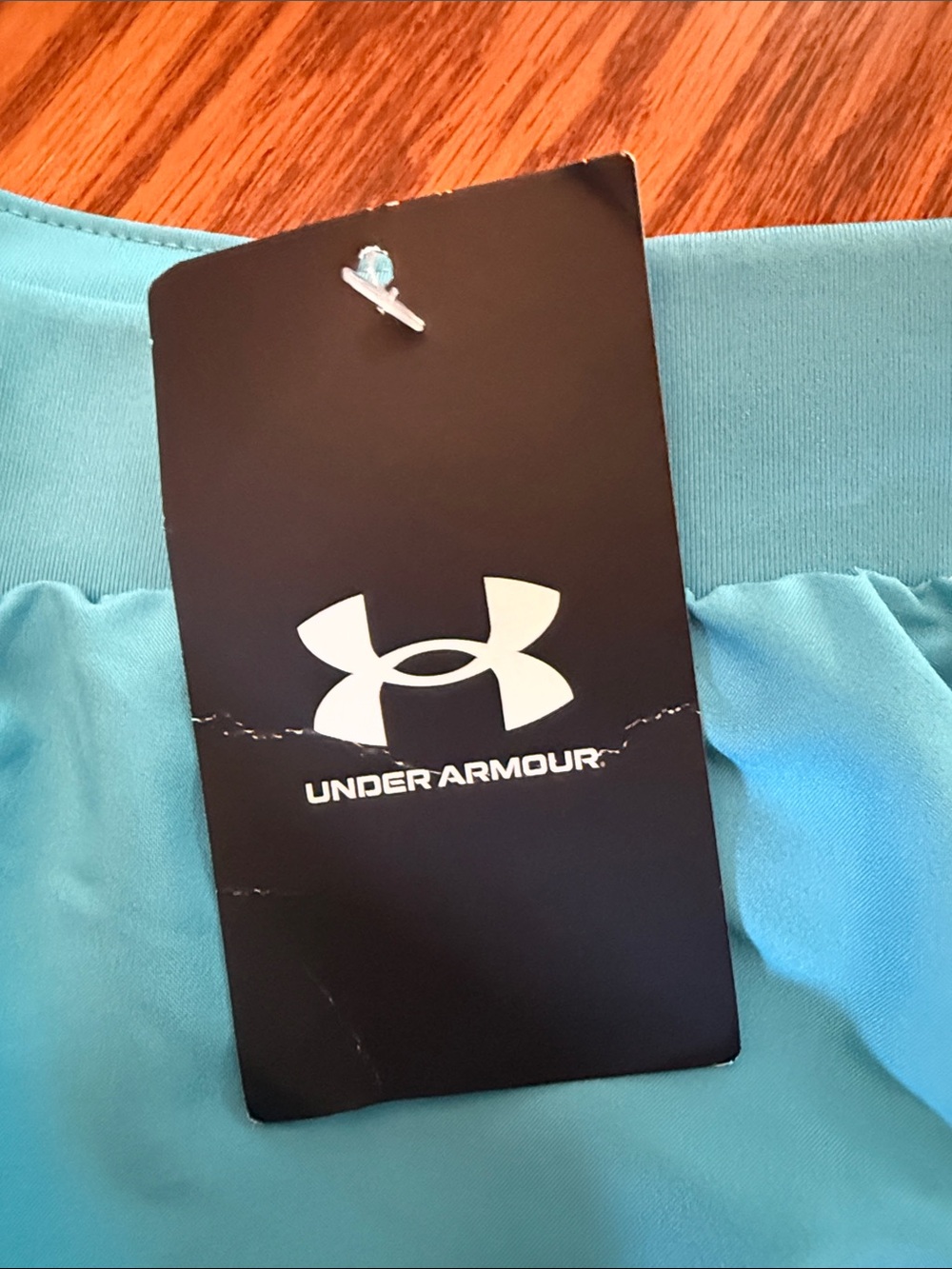 Under Armour Women's Aqua Teal Athletic Shorts with White Trim - Picture 3 of 5